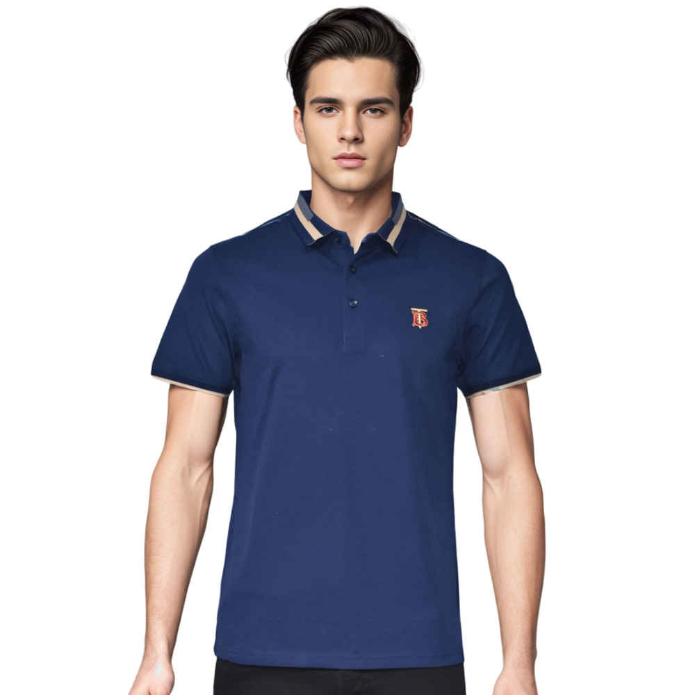 Burberry TB Embroidered Blue Premium Luxury T-shirt-thumb-0