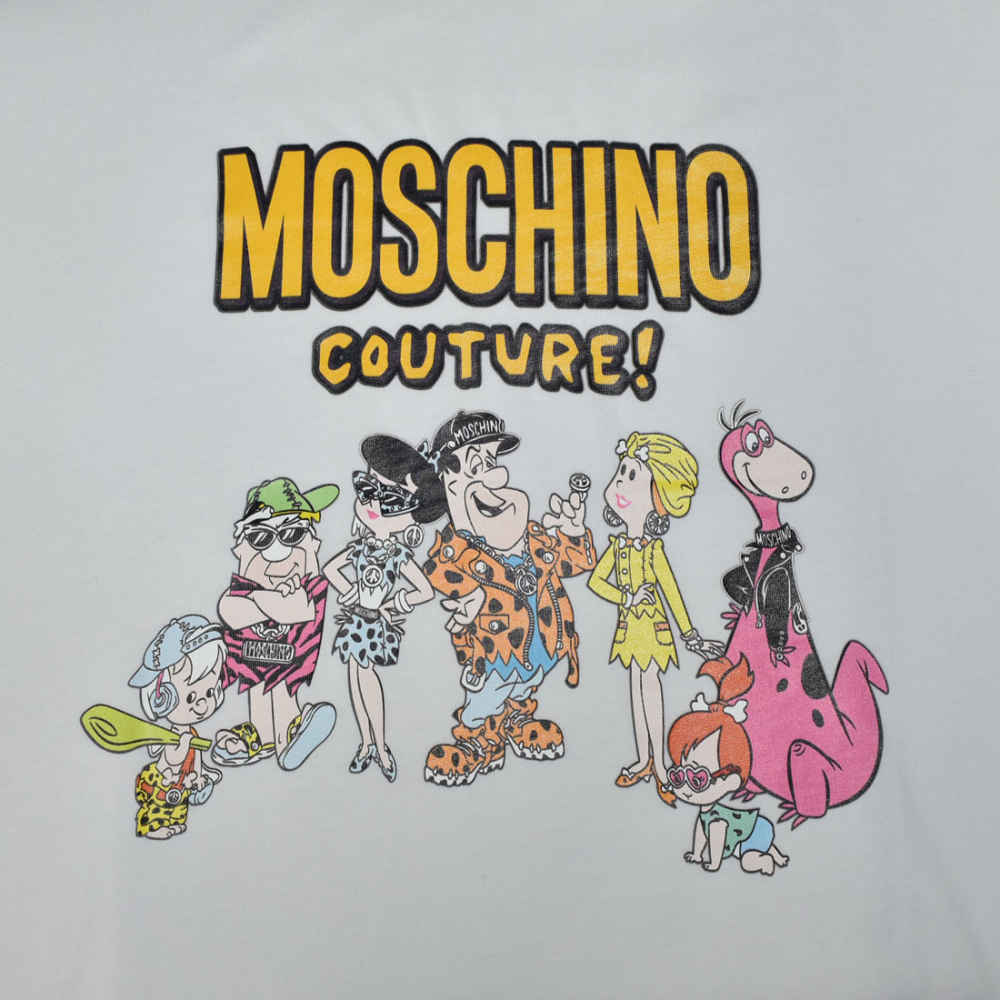 Moschino Couture Flintstone Print White T-shirt-3
