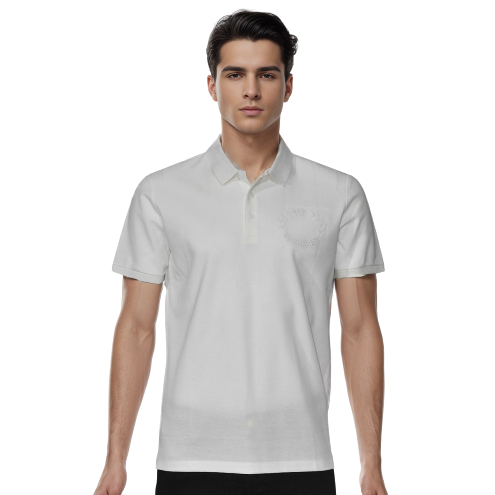 Burberry White Premium Quality Polo Luxury T-shirt-thumb-0