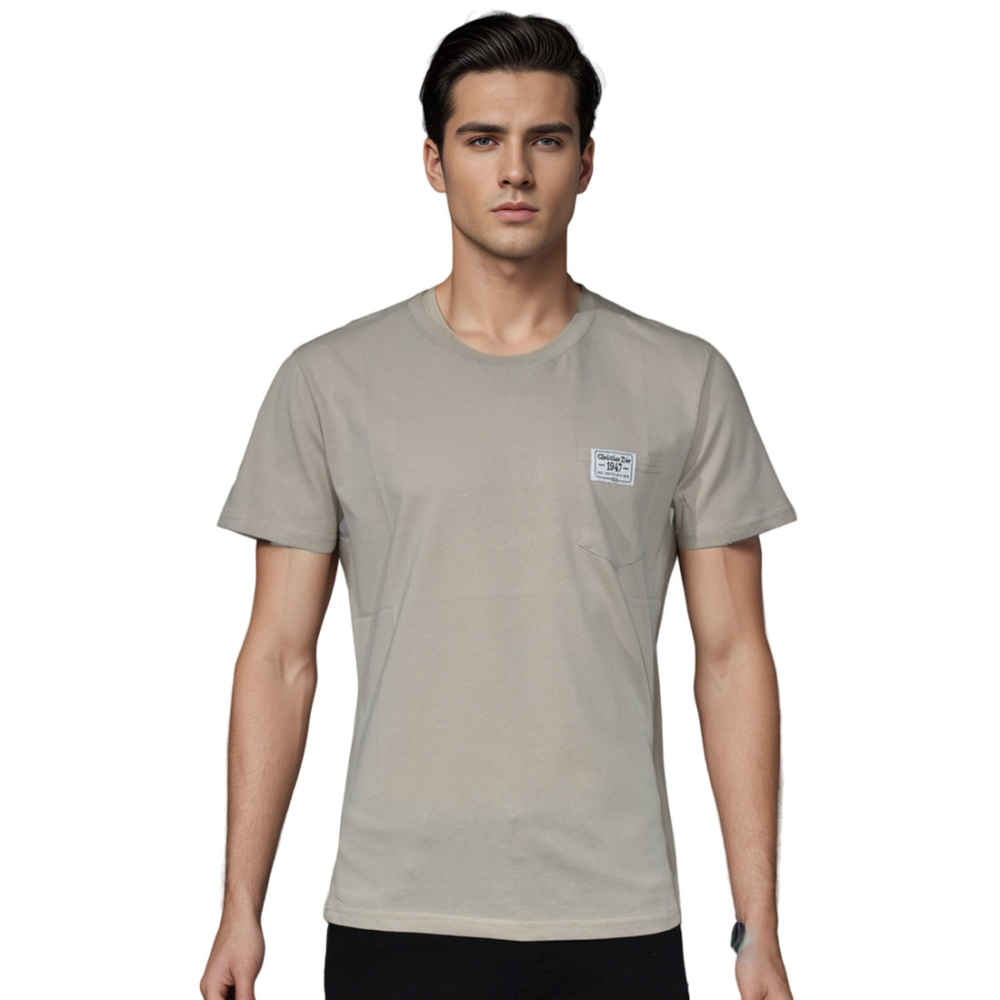 Dior Pocket Patch Brown Premium Cotton T-shirt-thumb-0