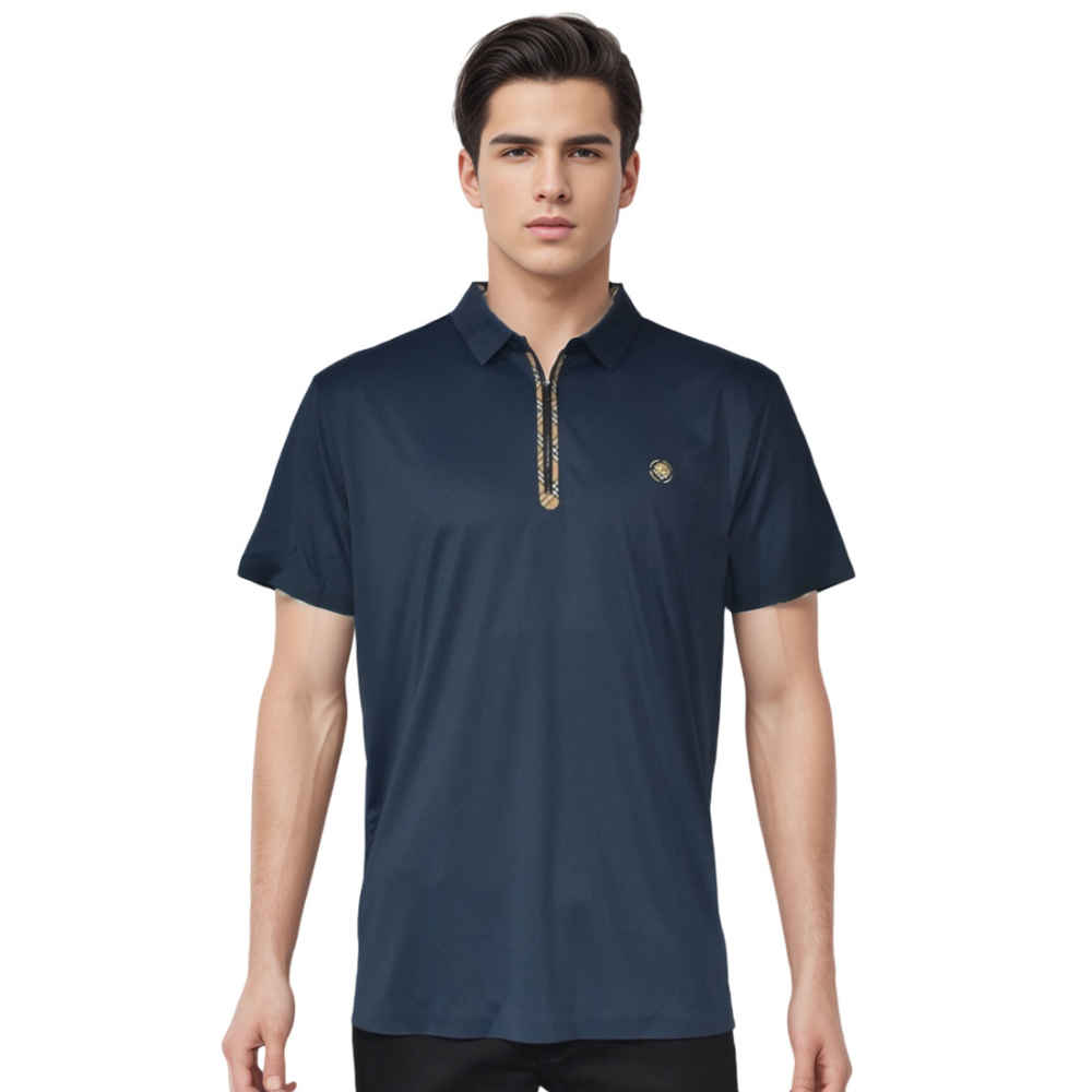 Burberry Embossed logo Navy Blue Premium T-shirt-thumb-0