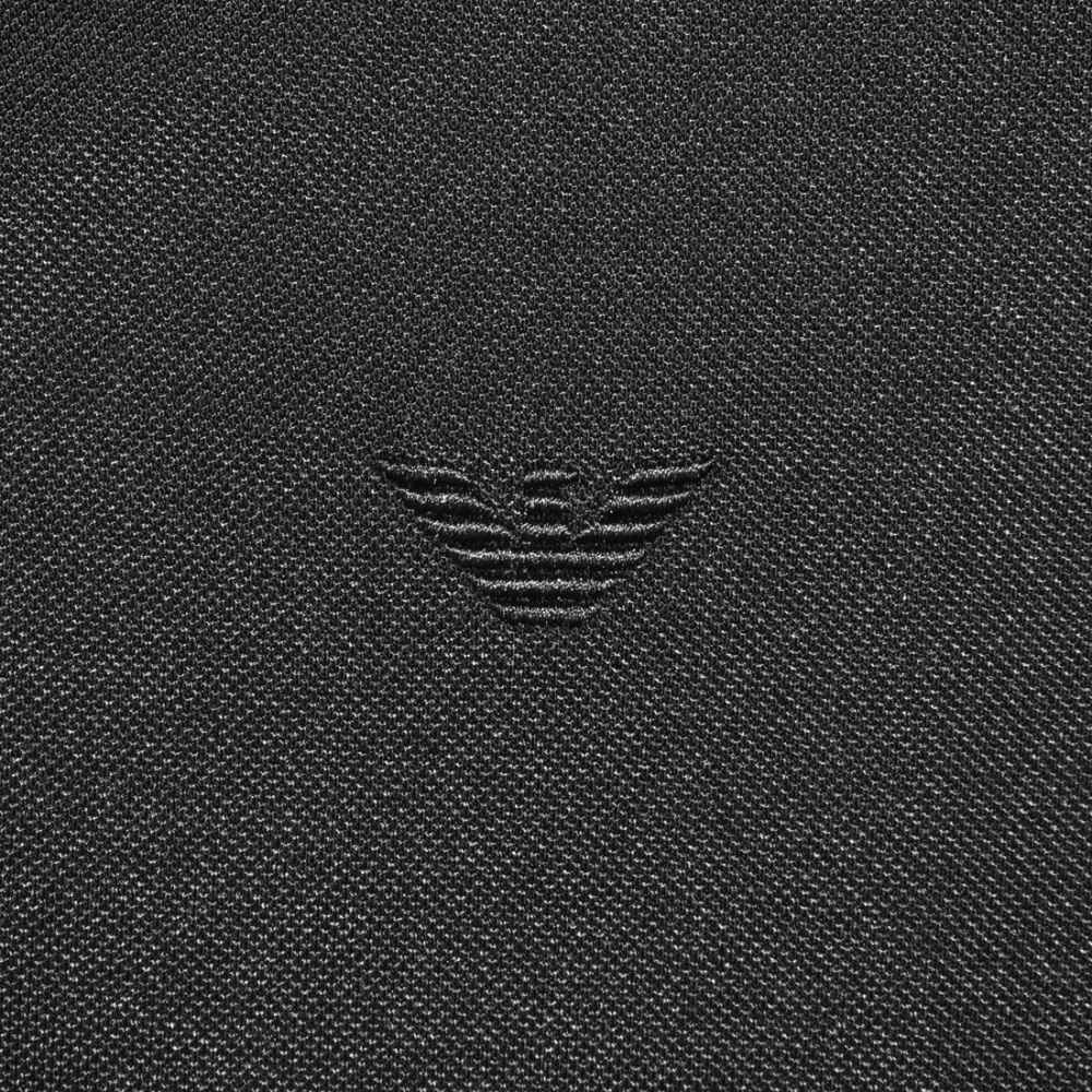 Giorgio Armani Embroidered logo Black Polo T-shirt-thumb-3