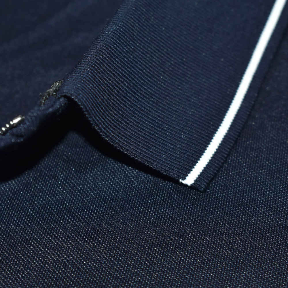 Giorgio Armani Embroidered logo Dark Blue Polo T-shirt-thumb-6