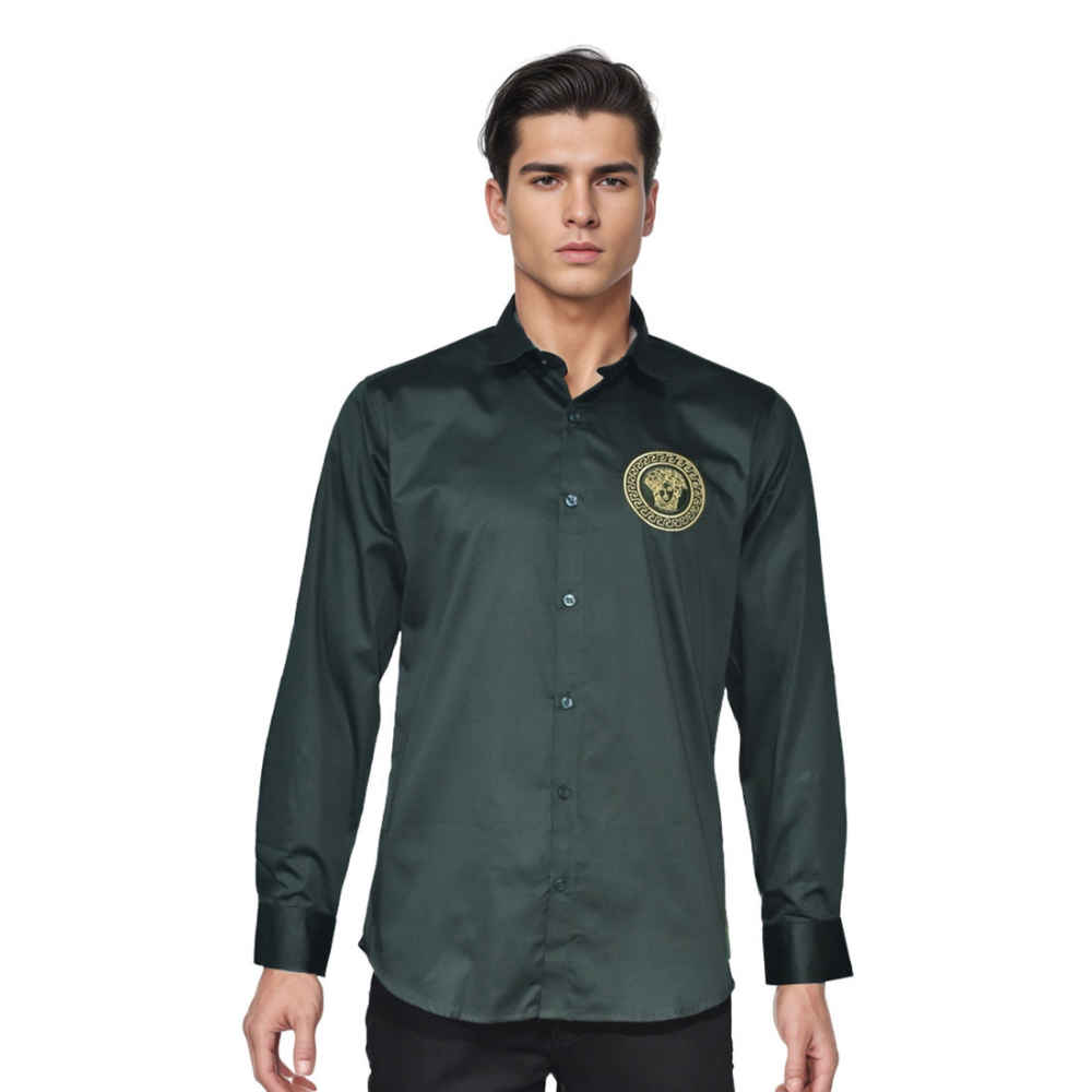 Versace Medusa Embroidered Green Premium Shirt-6