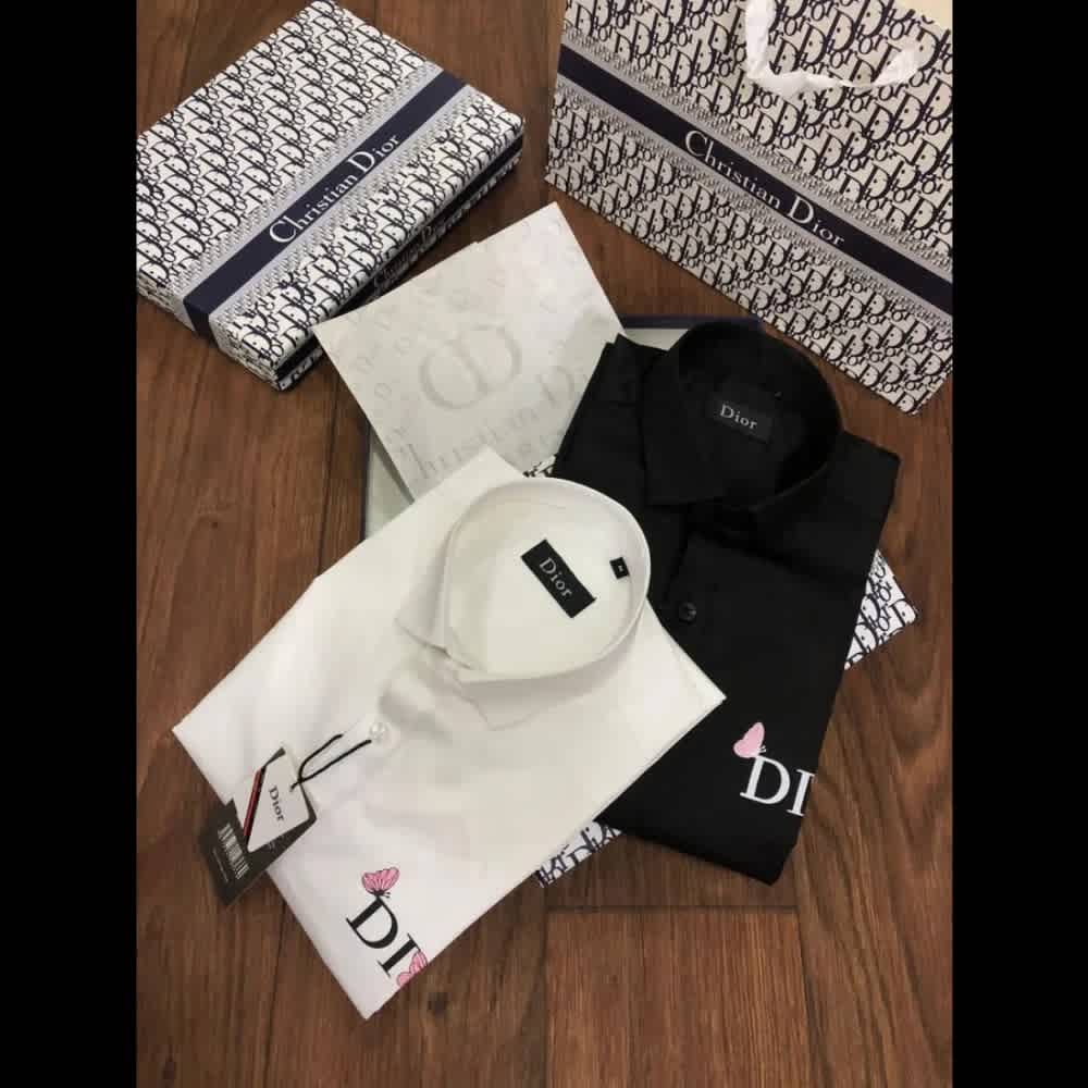 Dior White Premium Quality Long Sleeve Cotton Shirt-1