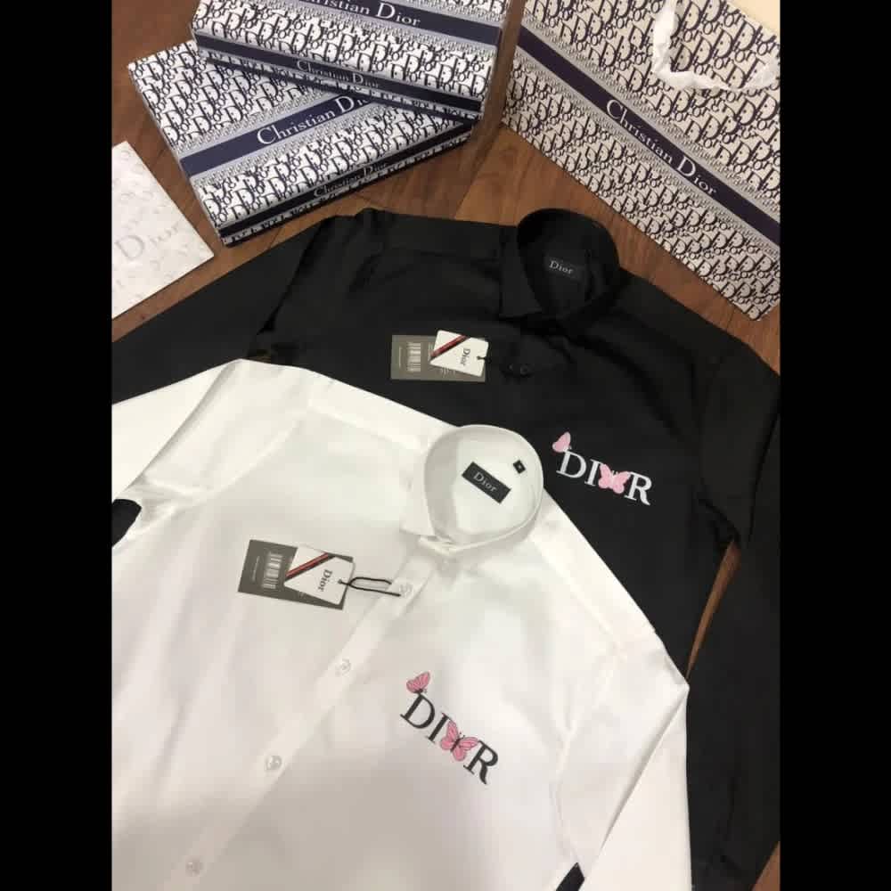 Dior White Premium Quality Long Sleeve Cotton Shirt-2