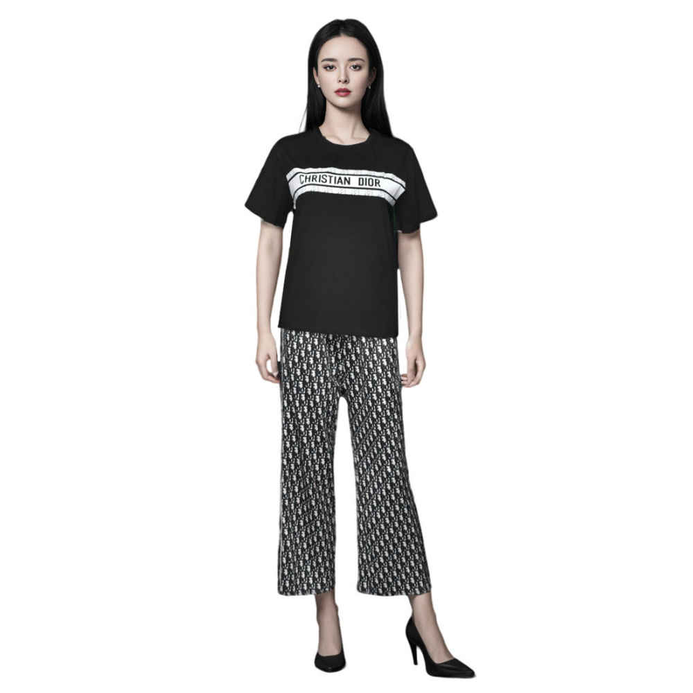 Dior Black Premium Cotton Co-Ord Set-thumb-0