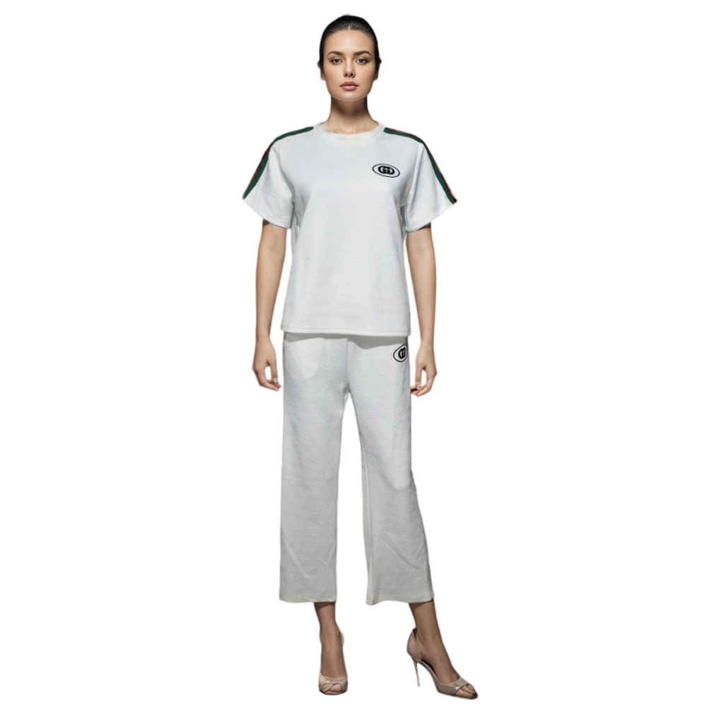 Gucci Embroidered logo White Premium Cotton Co-ord Set-thumb-1