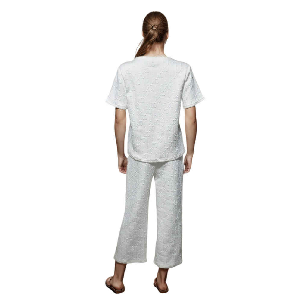 Dior Embossed White Premium Luxury Co-ord Set-thumb-2