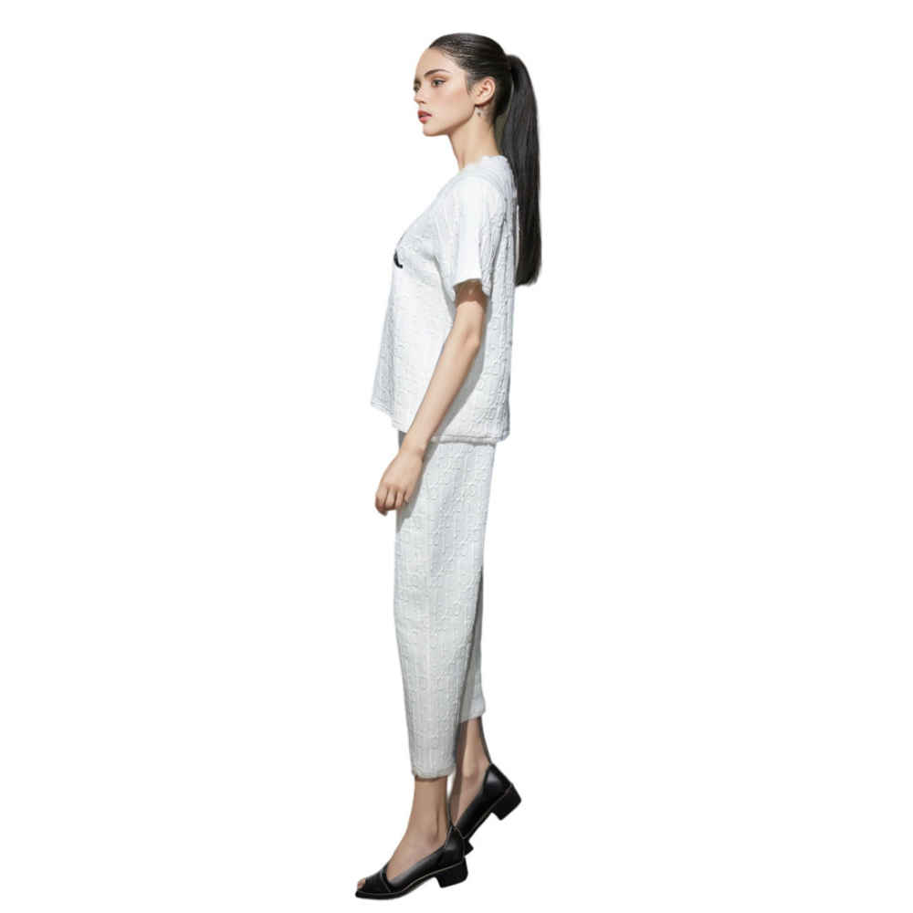 Dior Embossed White Premium Luxury Co-ord Set-thumb-3