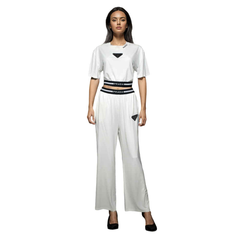 Prada Embroidered logo White Premium Co-ord Set-thumb-1