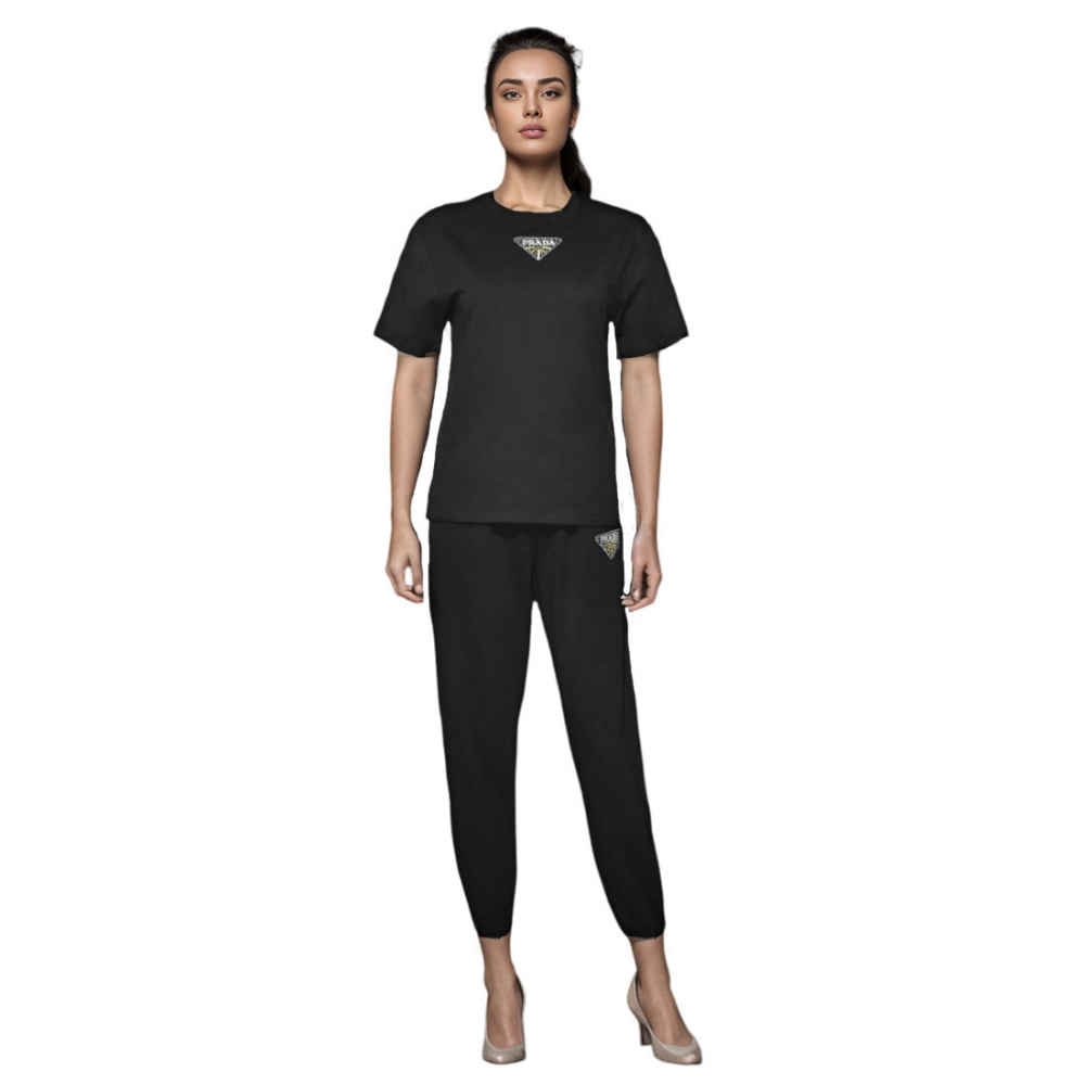 Prada Embroidered Black Premium Co-ord Set-1