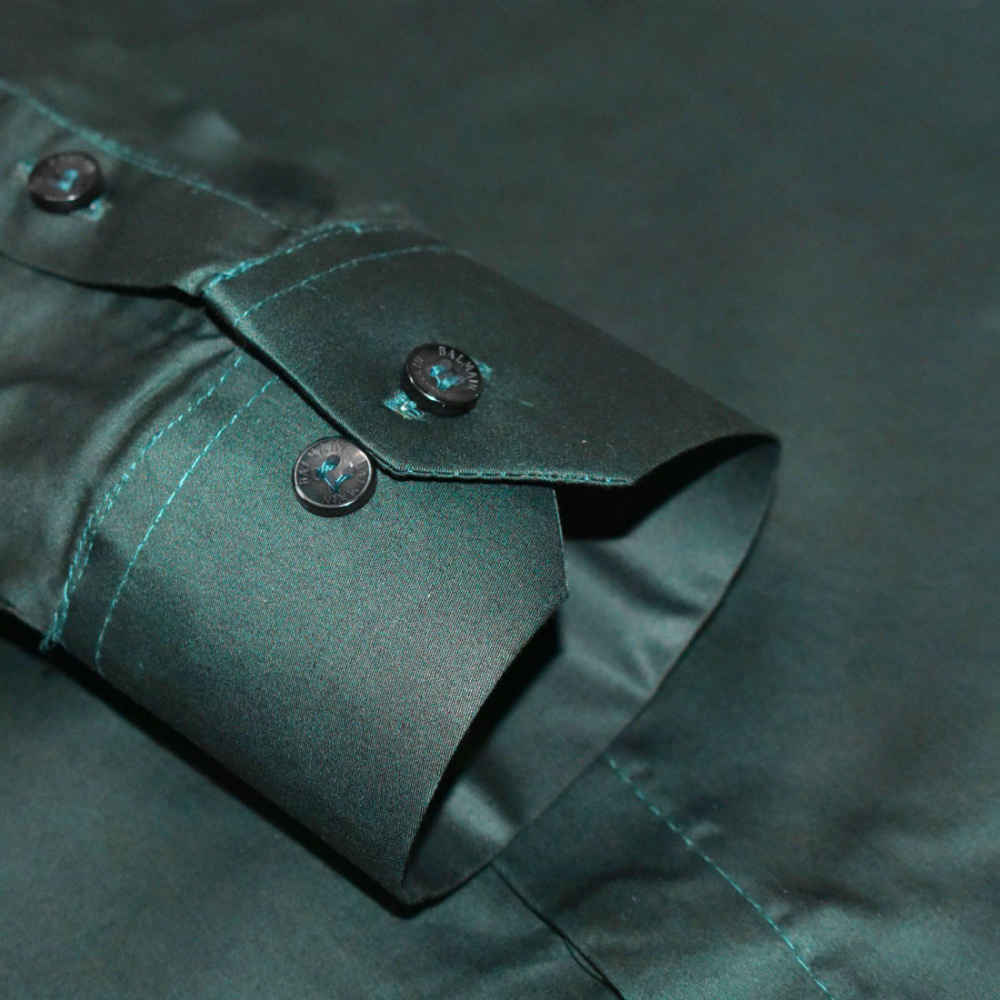 Balmain Green Premium Luxury Cotton Shirt-thumb-5
