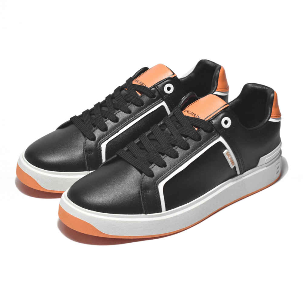 Balmain B-Court Black & Orange Premium Sneakers-2
