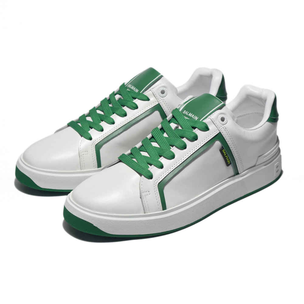 Balmain B-Court White & Green Premium Sneakers-2