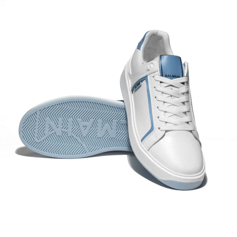 Balmain B-Court White & Blue Premium Sneakers-5