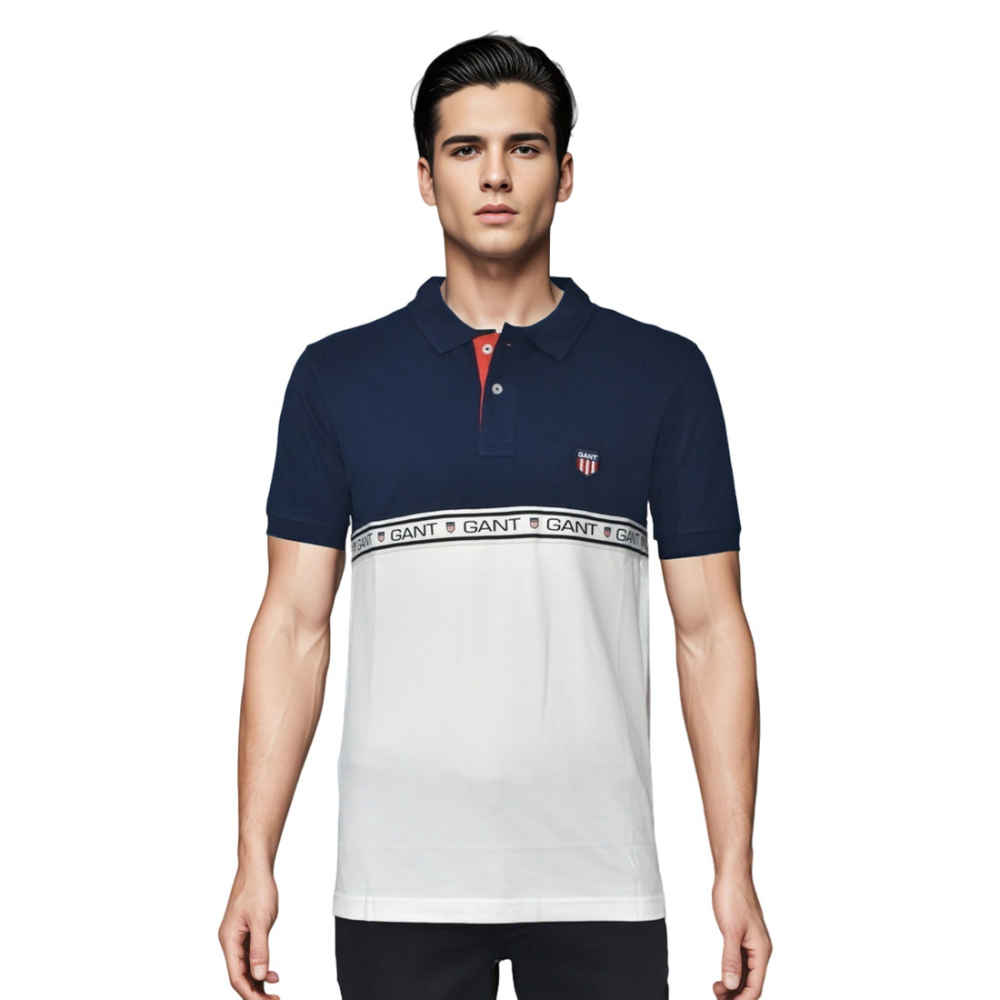 GANT Embroidery logo Navy Blue Premium Polo T-shirt-thumb-0