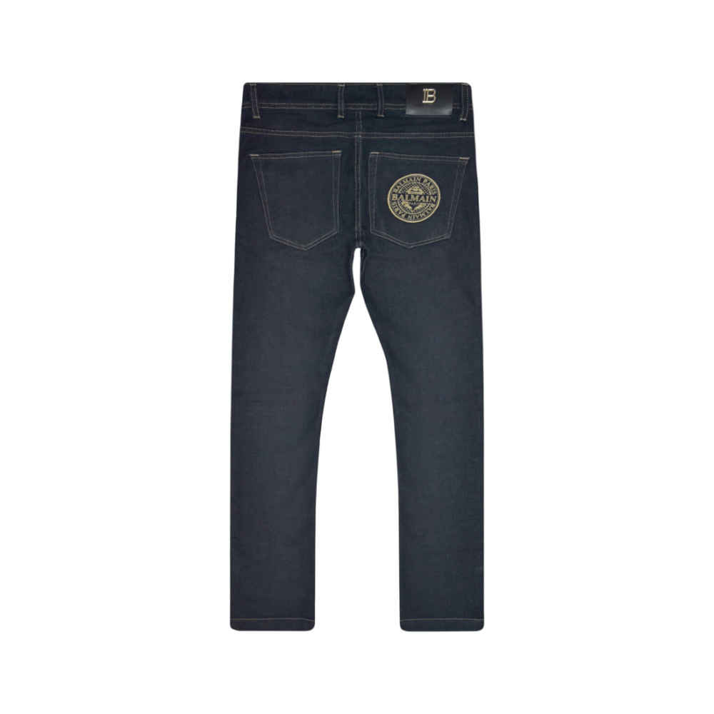 Balmain Blue Premium Logo on Pocket Jeans-5