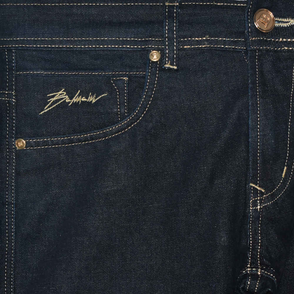 Balmain Blue Premium Logo on Pocket Jeans-2