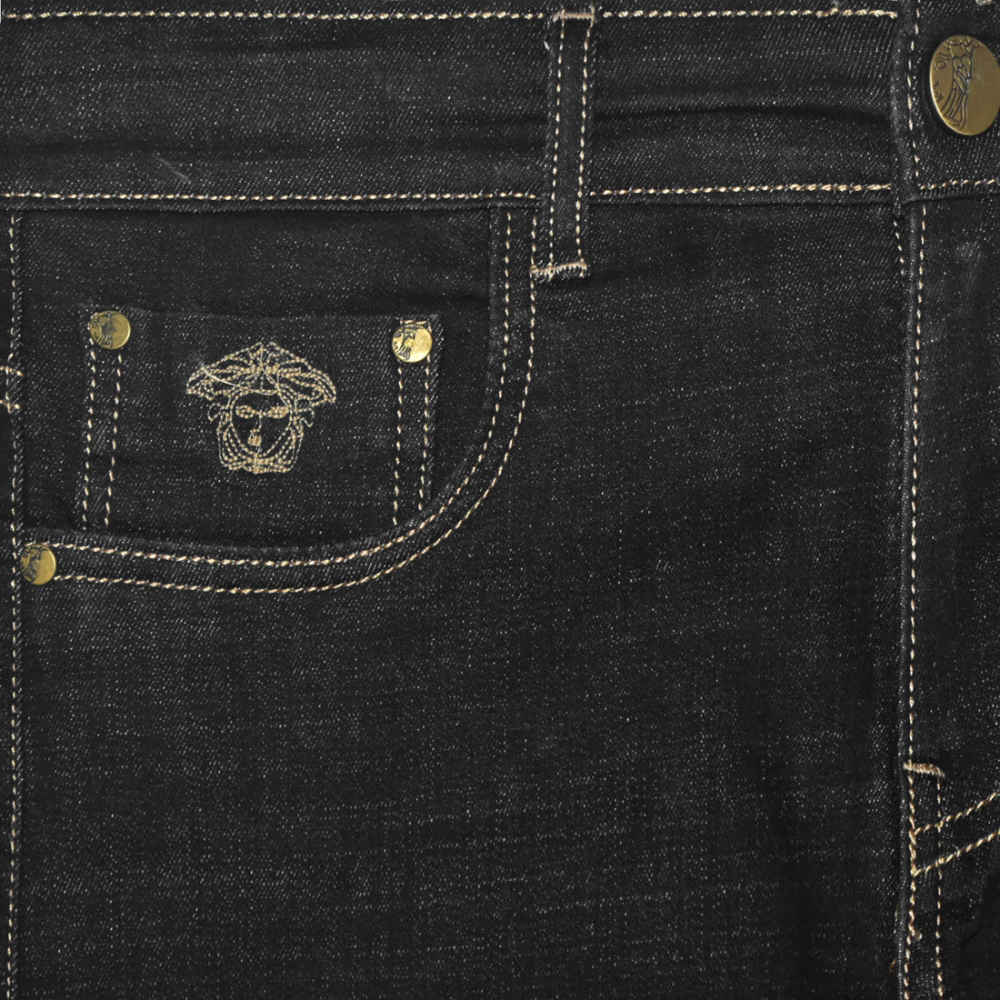 Versace Black Premium Logo Print on Pocket Jeans-2