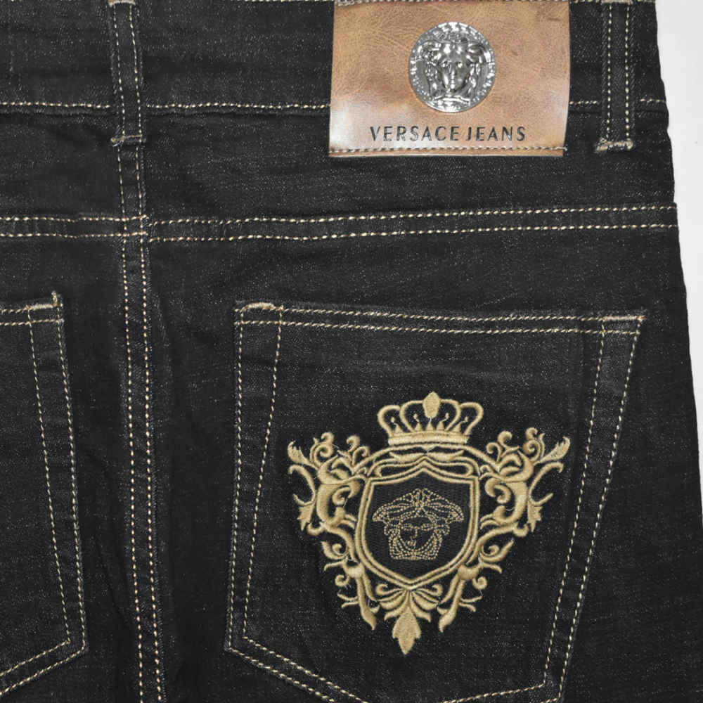 Versace Black Premium Logo Print on Pocket Jeans-3
