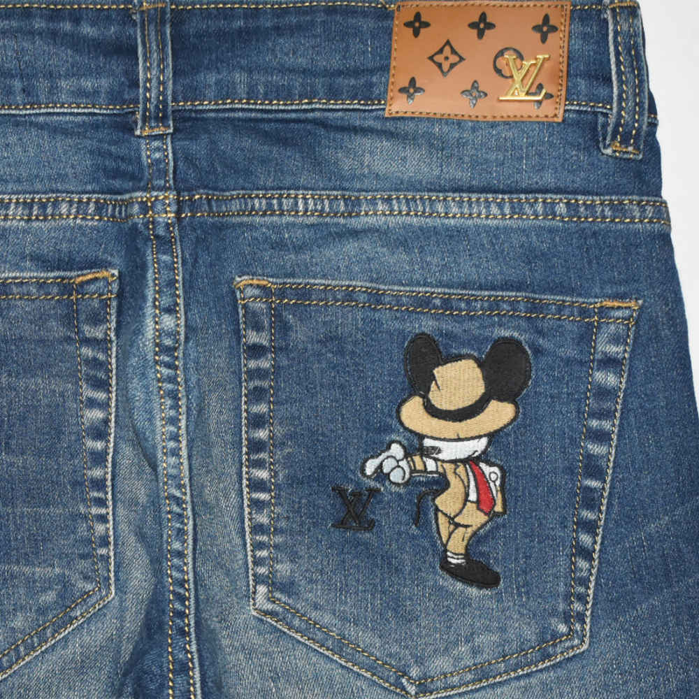 Louis Vuitton Blue Mickey Mouse Premium Jeans-thumb-3