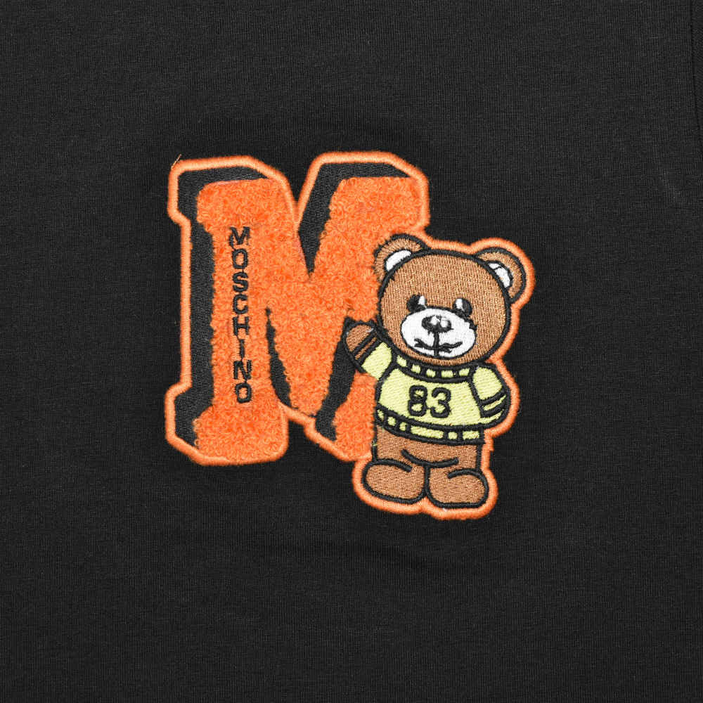 Moschino Teddy Embroidered Black Premium T-shirt-3