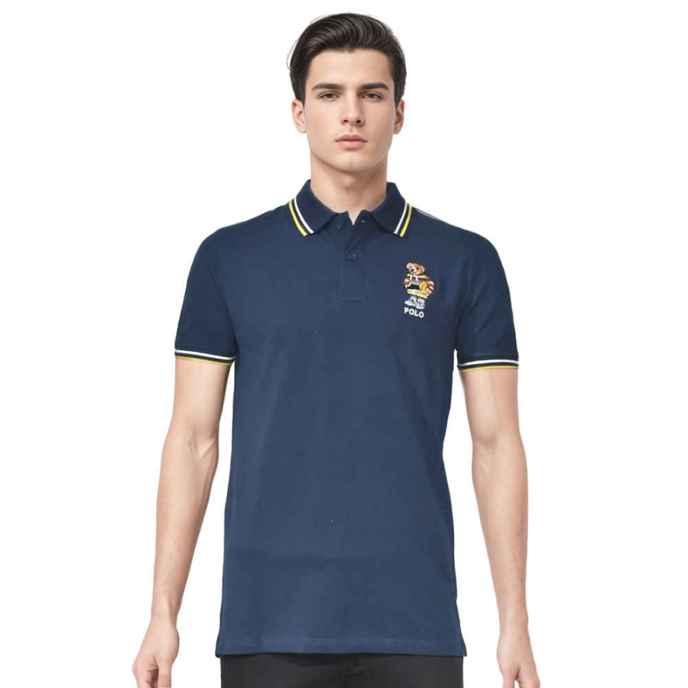 Blue Bear Embroidered Premium Polo T-shirt-thumb-0