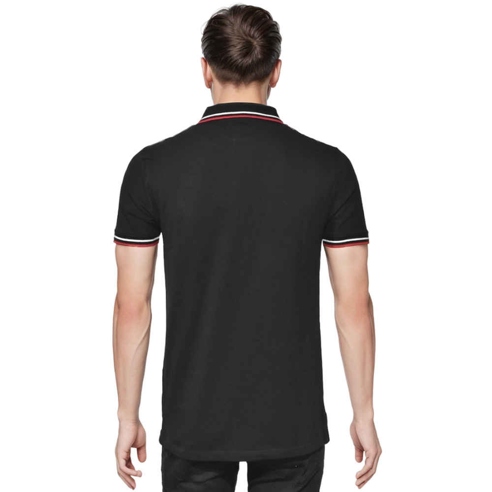 Bear Embroidered Black Polo T-shirt-thumb-1
