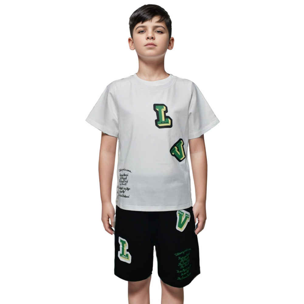 Louis Vuitton White Premium Quality Kids Co-ord Set-thumb-0