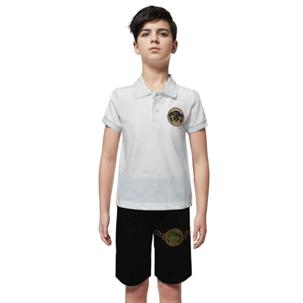 Versace Medusa Embroidered White Kids Co-ord Set-thumb-0