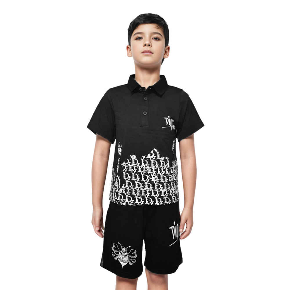 Dior Bee Embroidered Black Premium Kids Co-ord Set-thumb-0