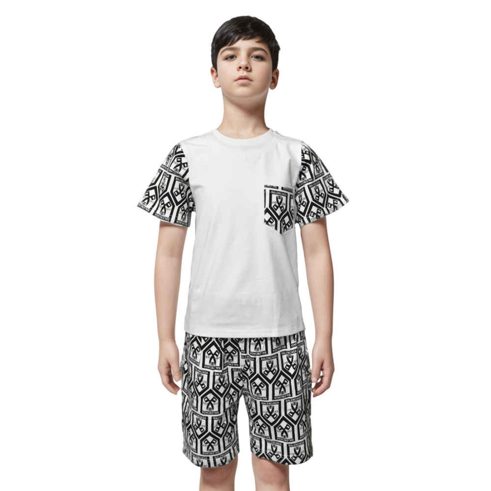 Balenciaga White Premium Quality Kids Co-ord Set-thumb-0