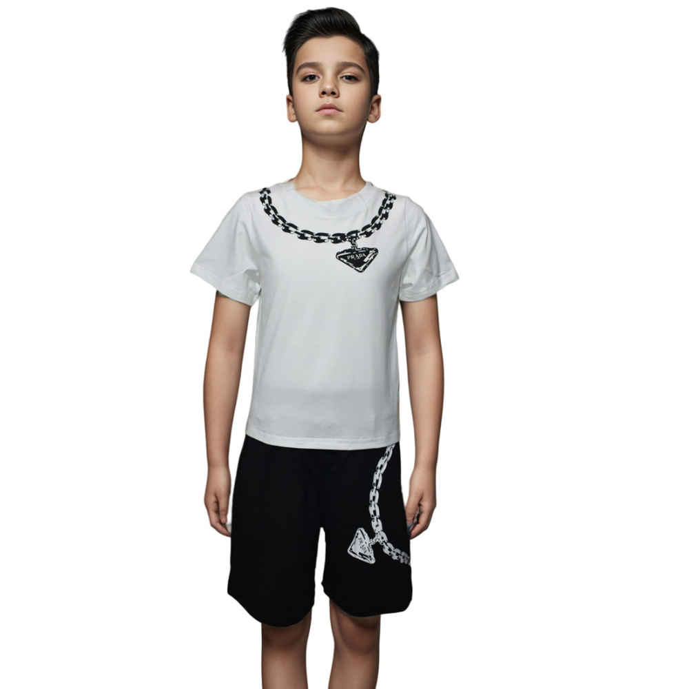 Prada White Premium Cotton Kids Co-ord Set-thumb-0