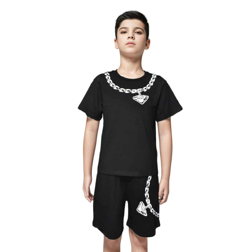 Prada Black Premium Quality Kids Co-ord Set-thumb-0