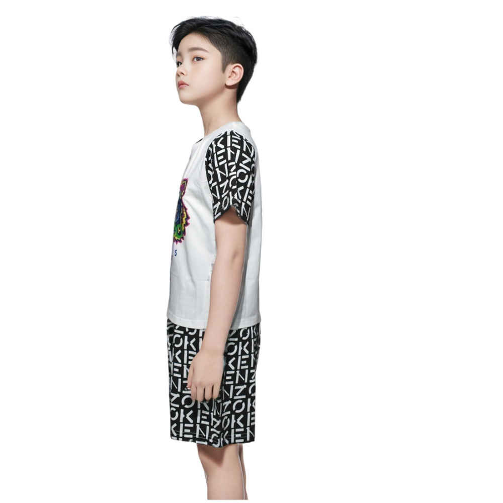 Kenzo Tiger Printed White Premium Kids Co-ord Set-thumb-2