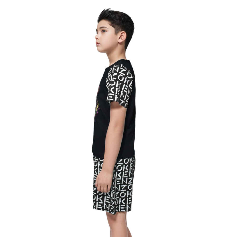 Kenzo Tiger Printed Black Premium Kids Co-ord Set-thumb-2