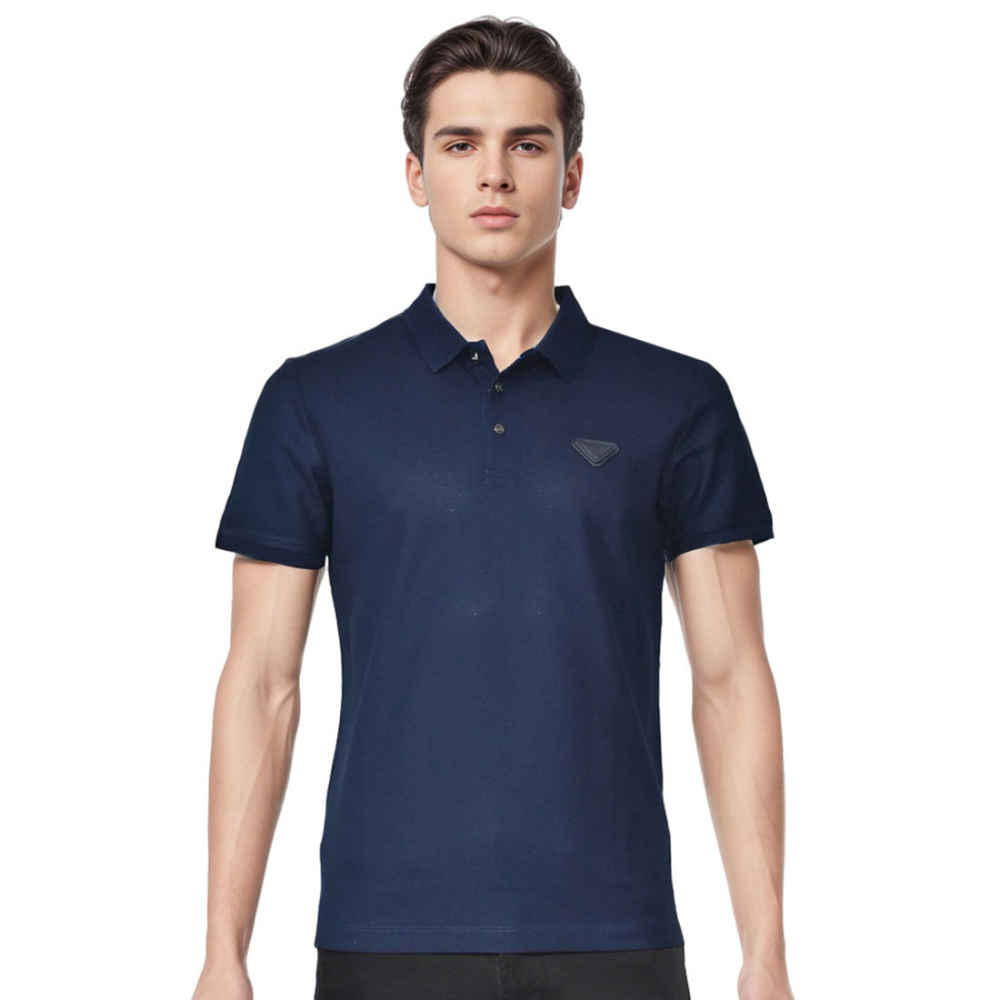 Prada Dark Blue Premium Cotton Polo T-shirt-thumb-0