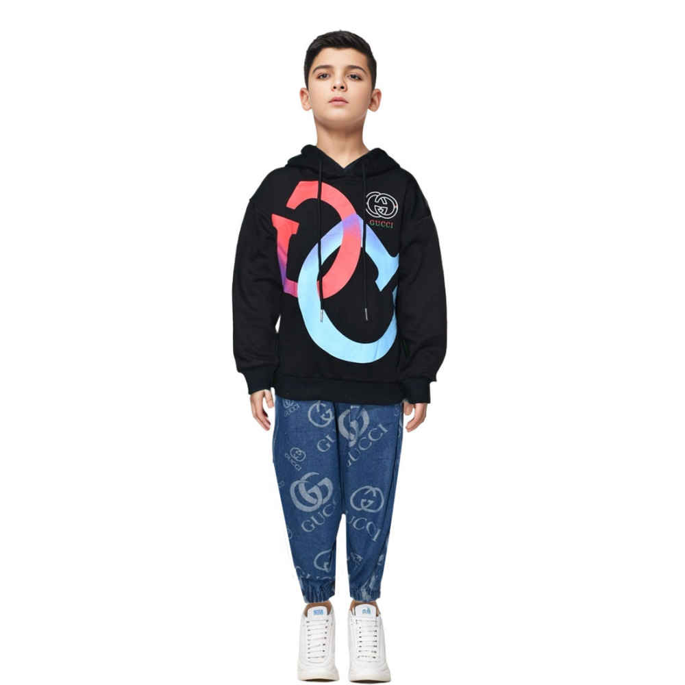 Gucci Printed Black Premium Kids Co-ord Set-thumb-0