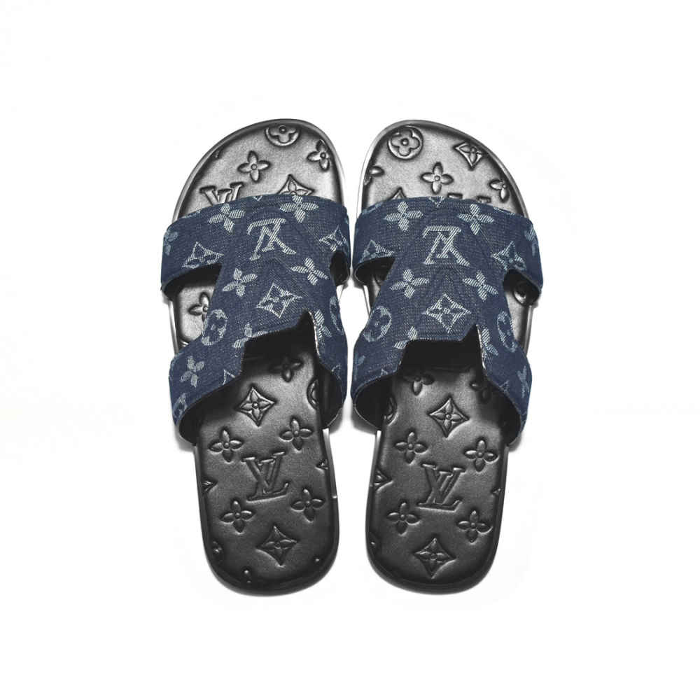 Louis Vuitton Oasis Mule Navy Blue Flip-flops-thumb-3