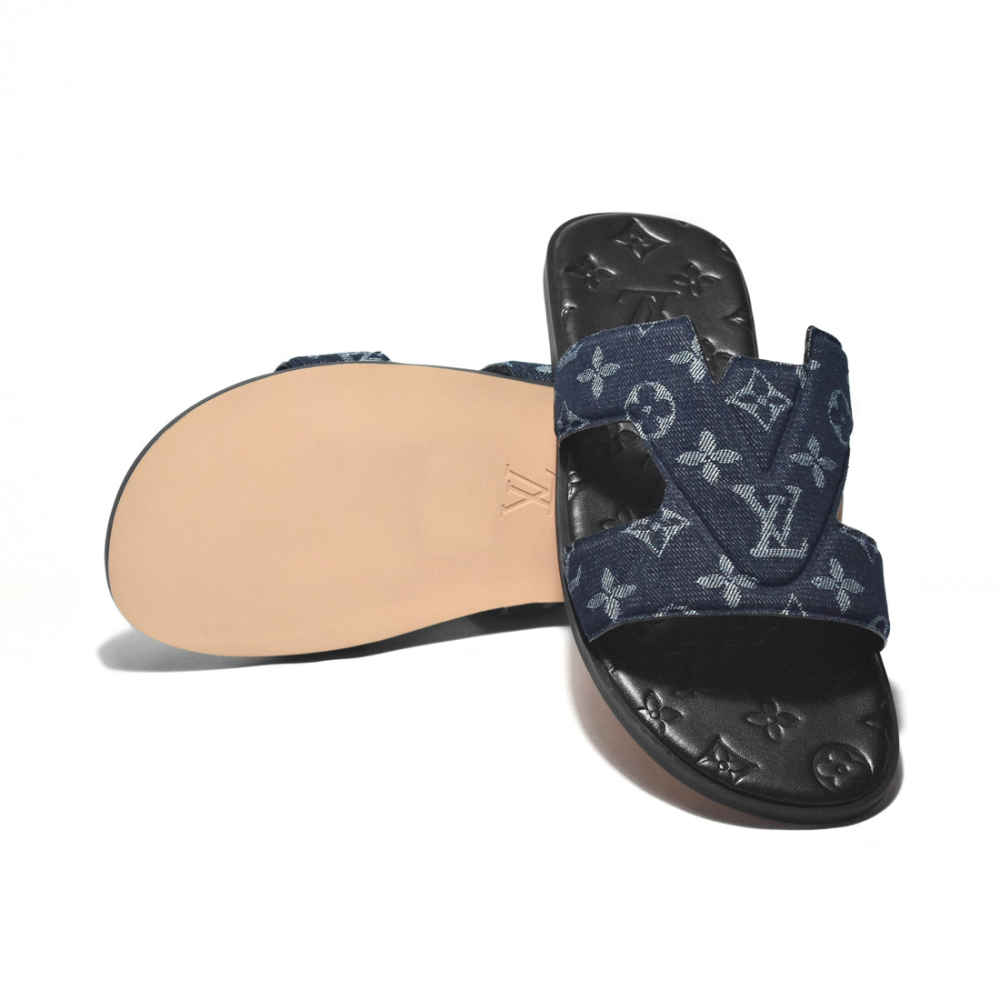 Louis Vuitton Oasis Mule Navy Blue Flip-flops-thumb-6