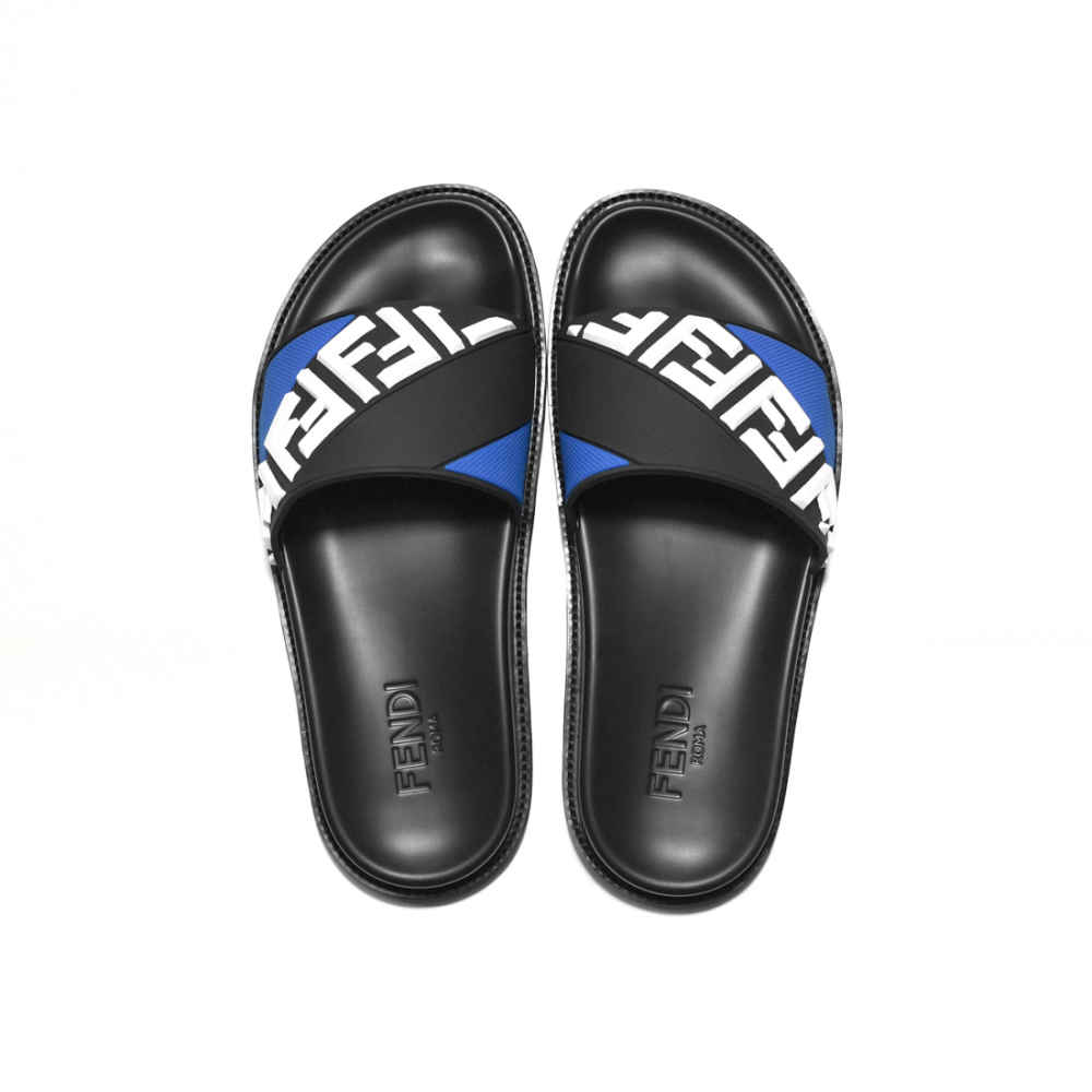 Fendi Embossed logo Black & Blue Premium Flip-flops-3