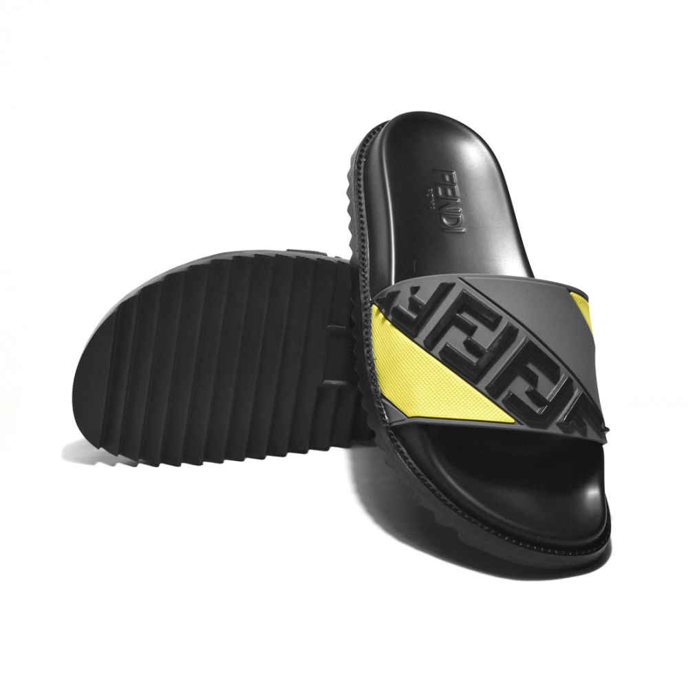 Fendi Embossed logo Grey & Yellow Premium Flip-flops-6