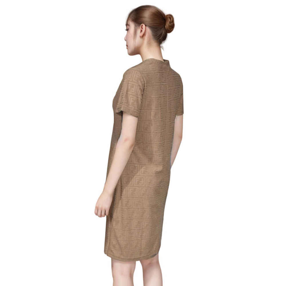 Fendi Embossed Brown Premium Cotton Dress-2