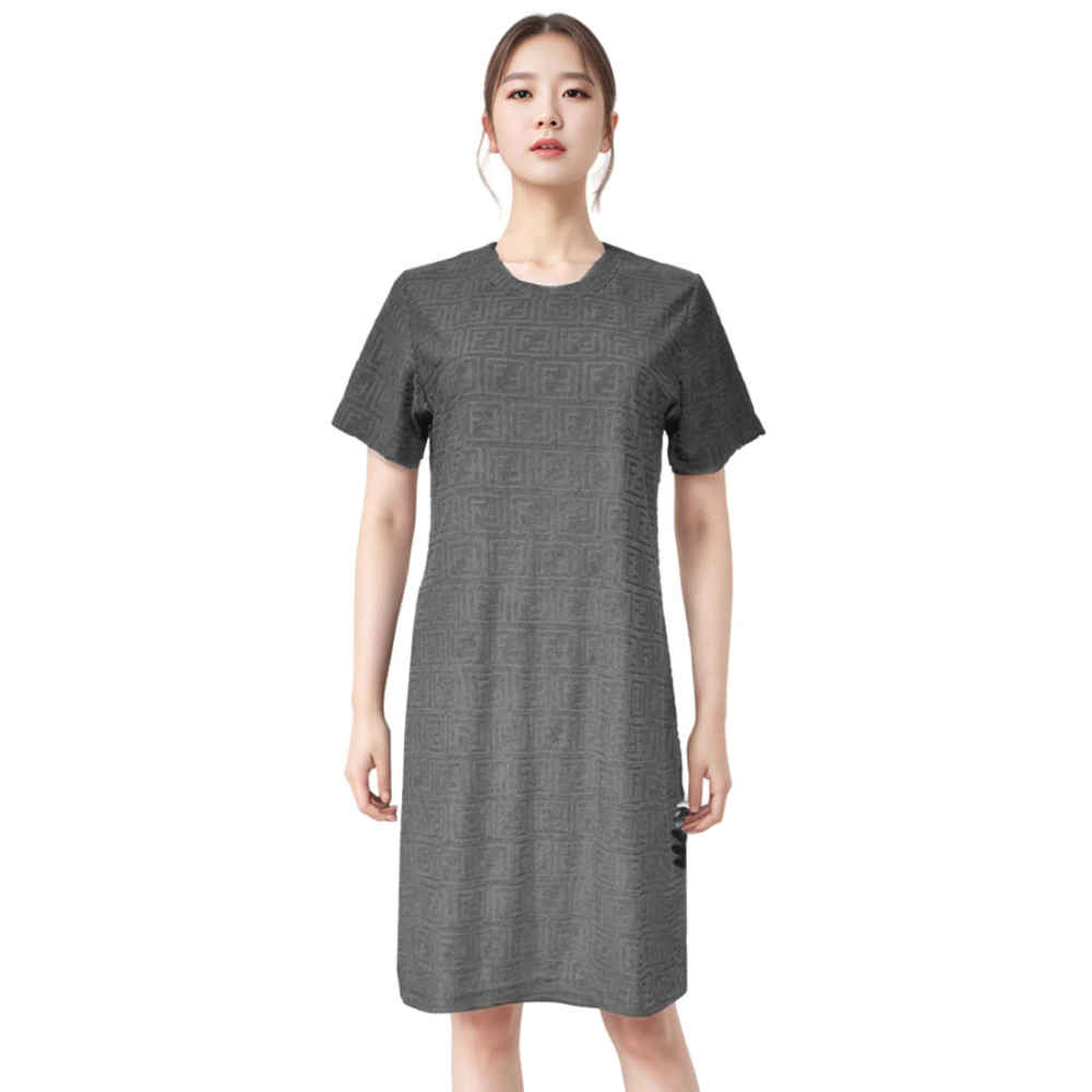 Fendi Embossed Grey Premium Cotton Dress-1
