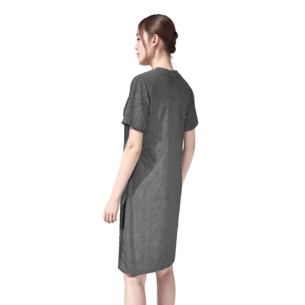 Fendi Embossed Grey Premium Cotton Dress-2