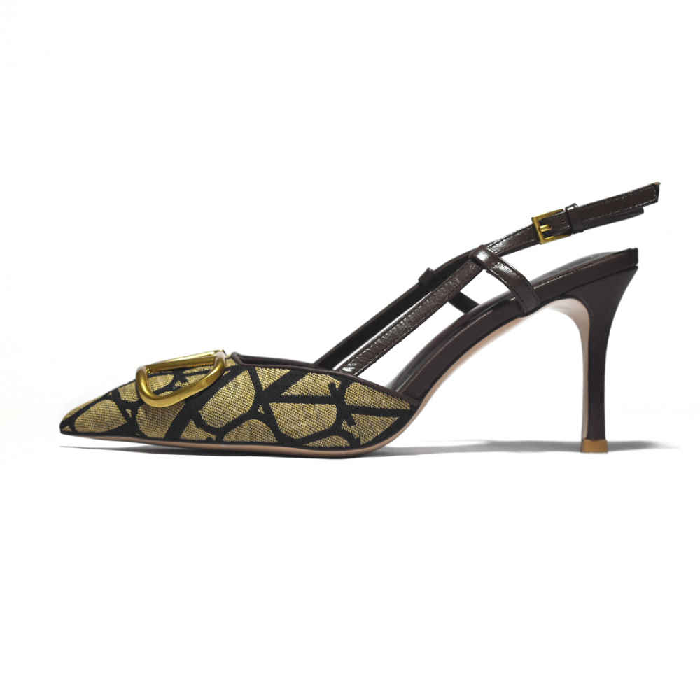 Valentino Golden & Brown Premium Quality Heels Sandals-1