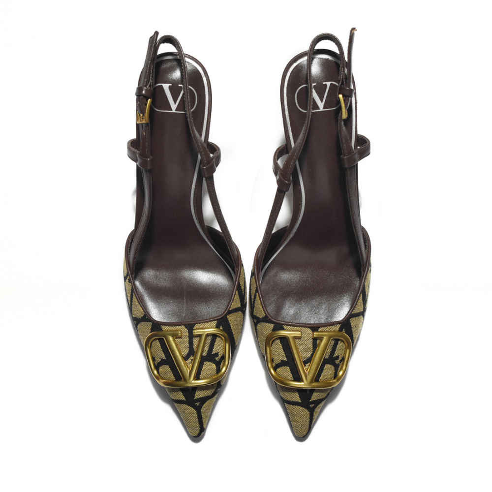Valentino Golden & Brown Premium Quality Heels Sandals-5