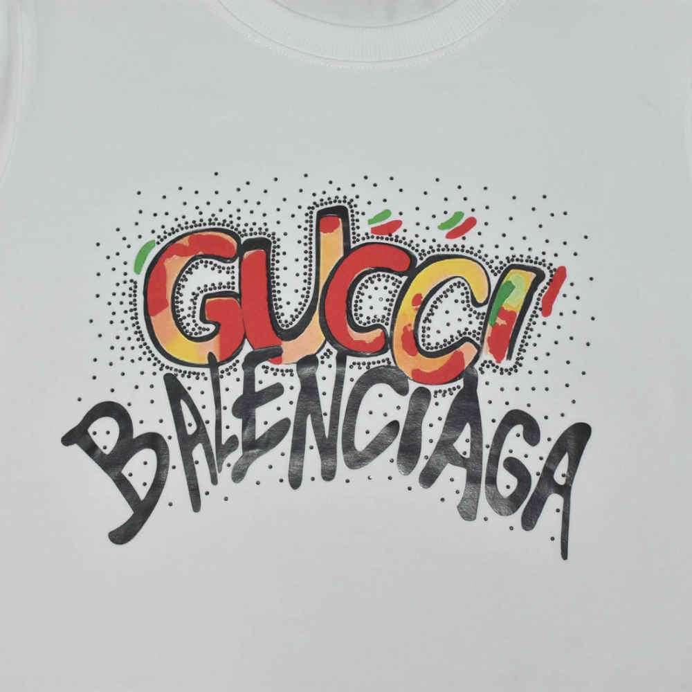 Gucci x Balenciaga Print White Women T-shirt-thumb-3