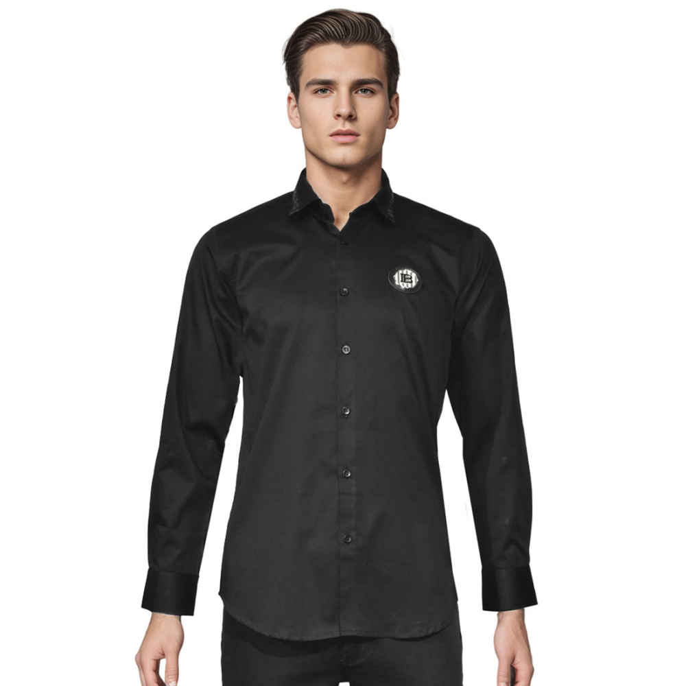 Balmain logo Icon Black Premium Cotton Shirt-thumb-6
